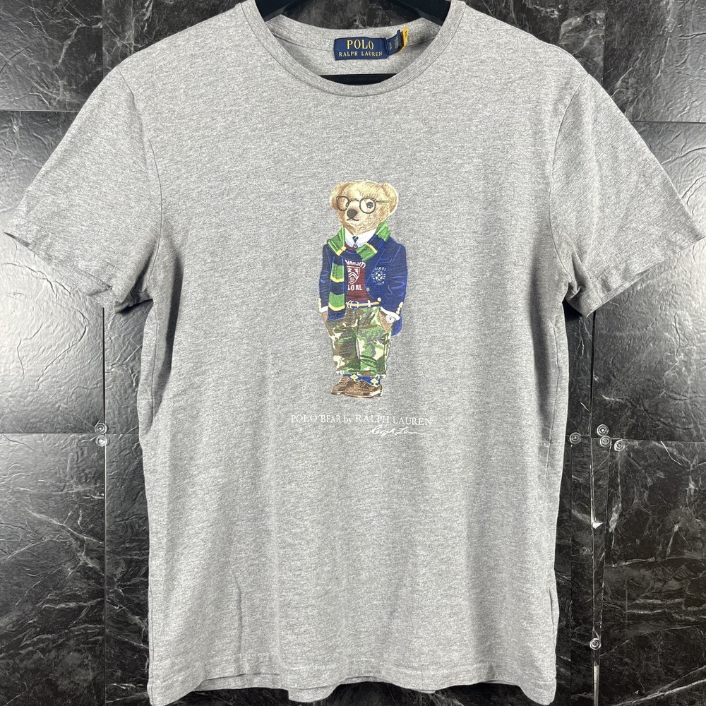 Polo Ralph Lauren Men's Grey Polo Bear Shirt Small